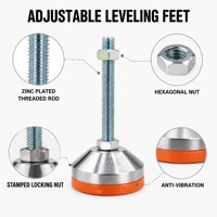Pieds de nivellement fixes robustes D60*M10*L80 avec patins en caoutchouc orange antidérapants pour machines CNC