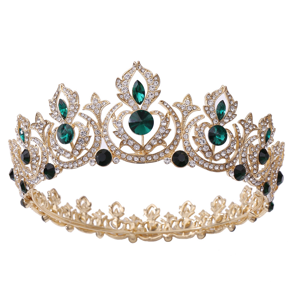 DIADEME,Plaqué Argent Antique--Couronne De Mariée Rétro En Cristal Noir, Reine, Diadème, Mariée