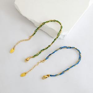 Custom Anti Tarnish Waterproof Luxury Stainless Steel Wholesale 14k 18k <b>Gold</b> Plated Colorful String Thread <b>Bracelet</b> <b>for</b> <b>Women</b> - Product Image 3
