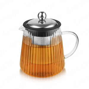 2025 Emode Vertical Grain 600ml Théière en verre Théière en verre avec infuseur en acier inoxydable - Product Image 2