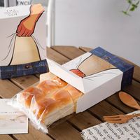 Boîte à pain transparente en ABS 6 pièces, sac à pain, boîte à petit-déjeuner, emballage pour pâtisserie, boîte à gâteau, sac transparent, boîte à dessert