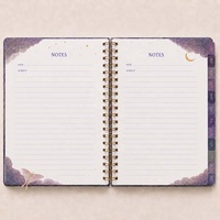 Carnet de notes spirale Yihe New 7,1 x 9,3 pouces avec motifs étoiles, lune, papillon, et ensemble de trombones, idéal comme cadeau de Noël ou de mariage