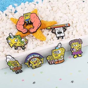 En gros, Pins en métal anime, badges de personnages de dessins animés mignons, pins en émail souple noir teint à l'éponge à l'effigie de dessins animés populaires, pins en émail, souvenirs - Product Image 2