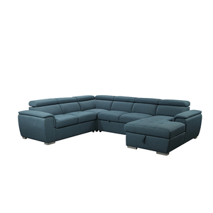 Sofá Cama en Forma de L Extensible y Reclinable Verde Moderno con Almacenamiento para Uso Escolar y Hotelero - Product Image 3