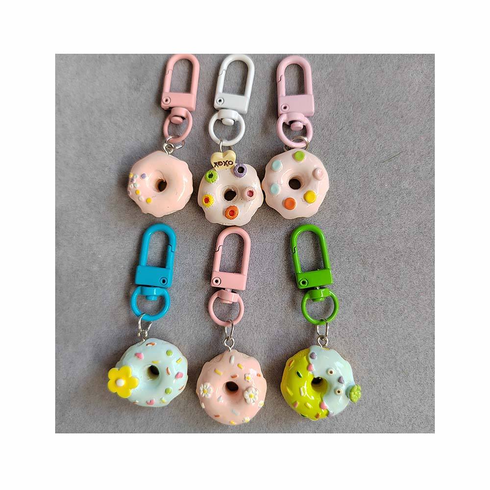 Cute Cartoon 3D Food Keychains Donut Key Ring DIY Gifts