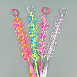 Colorful Bubble Loop <b>Braid</b> Wig Hair Tie Gradient Fake <b>Braid</b> Elastic Hair Rope Girls Festival Party Dress Up Hair <b>Accessories</b> - Product Image 2