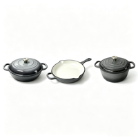 Ensemble de 3 casseroles en fonte, compatibles four, pour cuisinière à induction et à gaz