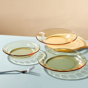 Assiettes à repas ambrées pour la maison Plat en <span class=keywords><strong>verre</strong></span> résistant à la chaleur Four à micro-ondes Lave-vaisselle Réfrigérateur Disponible - Product Image 2