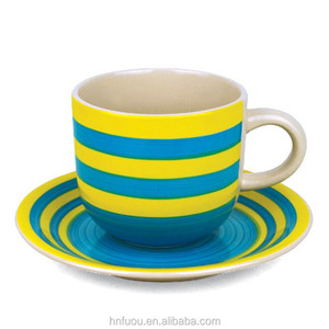 Set di <span class=keywords><strong>Tazze</strong></span> e Piattini in <span class=keywords><strong>Porcellana</strong></span> Dipinta <span class=keywords><strong>a</strong></span> <span class=keywords><strong>Mano</strong></span>, Lussuoso ed Ecologico, Confezione Regalo, Tazza da 350cc - Product Image 2