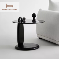 Fournisseur de table basse latérale en verre grainé à l'eau de haute qualité de couleur claire design rond pour meubles de salon