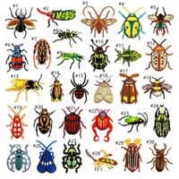 Patchs brodés thermocollants insectes colorés (blattes)