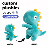 Jouet pour chat en peluche super doux personnalisé OEM ODM, figurine de chat debout de dessin animé, combinaison de travail bleue, broderie de logo, poupée en peluche pour lit