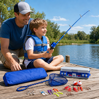 Canne à pêche Spincast pour enfants certifiée CE de 1,55 m avec kit d'accessoires de pêche de 46 pièces pour garçons et filles, en fibre de verre, puissance moyenne, poignée en EVA