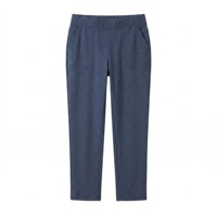 Mid-waist printemps femmes denim artificiel jambe droite pantalon en tricot élastique, pantalon de sport décontracté avec poches