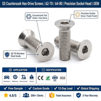 Sekrup Kepala Datar Allen Hex-drive Berulir Penuh dari Baja Karbon Stainless Steel DIN untuk Furnitur