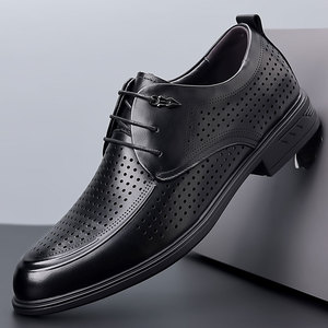 Men's Summer Leather Shoes <b>Top</b>-Grain Cowhide Business Formal Pointed-Toe Breathable High-Quality Genuine Leather Casual Shoes - Product Image 5
