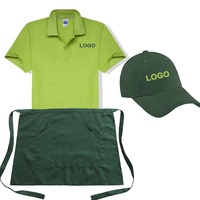 Polo à manches courtes en piqué double 100 % coton avec impression de logo, idéal pour l'été, uniforme de travail pour le personnel de restaurant