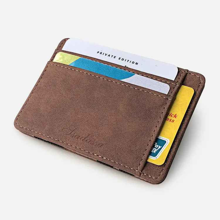 Porta carte di credito RFID personalizzato in pelle di lusso da uomo in pelle riciclata ecologica BSCI Factory