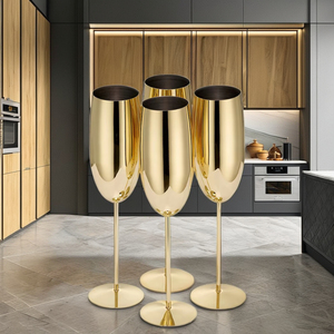 Flûte <span class=keywords><strong>à</strong></span> <span class=keywords><strong>champagne</strong></span> en acier inoxydable avec logo personnalisé, pour les célébrations de mariage, élégante <span class=keywords><strong>coupe</strong></span> <span class=keywords><strong>à</strong></span> <span class=keywords><strong>champagne</strong></span> en métal doré - Product Image 2