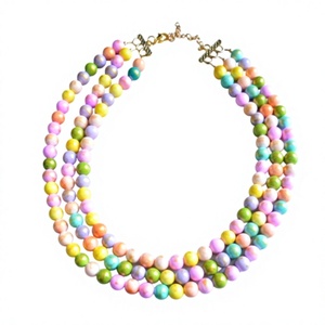 Conjunto de Collar de Cuentas de Resina Estilo Bohemio Único, Aretes Chapados en Oro con Forma de Gota de Agua, Joyería de Fiesta para Mujer, Accesorios de Moda - Product Image 4