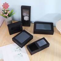 Cajas de Regalo Minimalistas Negras al por Mayor, Reciclables y Personalizables, con Ventana Transparente, de Papel Kraft Vintage, Caja de Regalo Premium