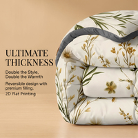Ensemble de couette d'hiver réversible à imprimé floral, 3 pièces, vente en gros directe d'usine, impression numérique personnalisée, couette moelleuse et chaude