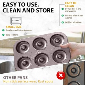 Miễn phí của PFOA/PFOS/BPA thép carbon cao cấp siêu không dính lớp phủ khoáng sản 6-khoang Donut & bagel Baking Pan máy rửa chén an toàn - Product Image 5