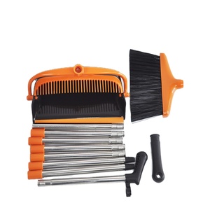 High quality long handle wind-proof plastic floor home cleaning supplies broom and dustpan set