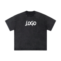 T-shirt Homme Oversize Personnalisé Vintage de Haute Qualité, Lavé, à Épaules Tombantes, Uni, Imprimé, Respirant et Lourd