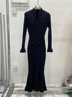 Robe longue rouge élégante Bettergirl de haute qualité, à sequins, manches longues, col en V, tricotée moulante, pour soirée et fête, collection 2026