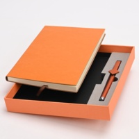Ensemble cadeau de carnet personnalisé orange avec stylo |   Journal d'affaires en cuir PU dans un coffret de luxe pour cadeaux promotionnels, souvenir d'entreprise
