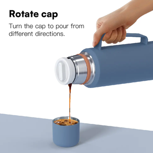 Picnic Friendly 40oz Vacuum <b>Flask</b> Design Stainless Steel Water <b>Bottle</b> With Handle - Product Image 2