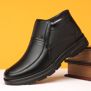 Botas de Invierno para Hombre de Cuero Genuino, con Punta Redonda, Forro de Felpa, Suela de Goma Antideslizante, Cálidas para la Nieve - Product Image 5
