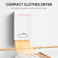 Chauffage mural sans perçage 2200W pour salle de bain, radiateur céramique PTC portable, ventilateur électrique pour espaces restreints, sèche-linge avec affichage numérique