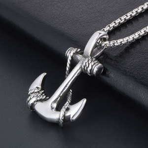 Collier avec pendentif ancre en acier inoxydable, bijoux pour homme SP408, chaîne incluse - Product Image 4