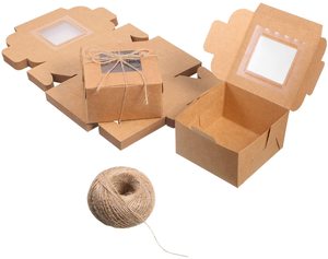 Scatole di imballaggio regalo marrone con vetrina per pasticcini, biscotti, piccole torte, torta, Cupcakes e altro ancora (4x4x2.5 pollici) - Product Image 4