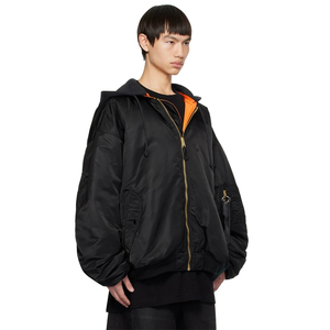 OEM Custom Hot Selling Insulated Nylon Twill <strong>Hooded</strong> Reversible Bomber <strong>Padded</strong> <strong>Jacket</strong> for Men - Product Image 2