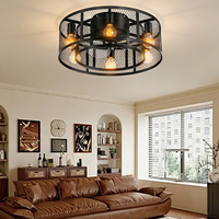 Ventilateur de plafond LED moderne pour chambre à coucher, avec cage en fer, moteur DC, télécommande et éclairage, pour la décoration de la pièce