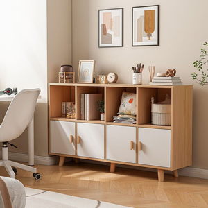 Hiện đại <span class=keywords><strong>cubby</strong></span> Kệ sách gỗ sồi kệ sách trắng thấp kệ sách lưu trữ Kệ tủ với cửa cho phòng ngủ - Product Image 2