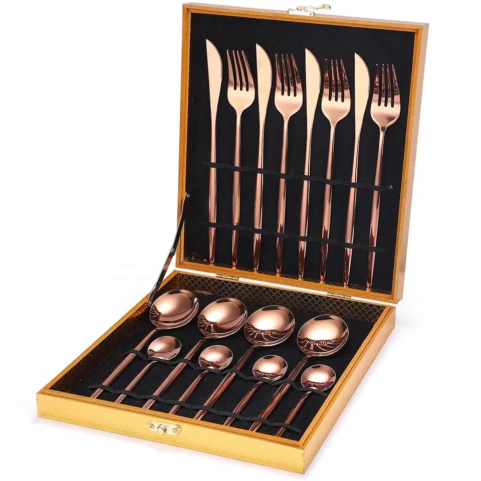 Vàng Thép Không Gỉ Làm Cỏ Đảng Dao Kéo Quà Tặng Phần Còn Lại Tiệc Flatware Thiết Lập Sang Trọng