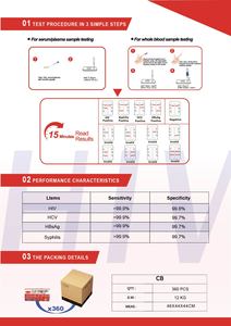 Kit de <span class=keywords><strong>test</strong></span> combiné 4-en-1 DVOT VIH/VHC/AgHBs/<span class=keywords><strong>Syphilis</strong></span> avec résultats en 15 minutes pour usage domestique/médical - Product Image 2