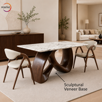 Table à manger en marbre de luxe italienne, style moderne design, base unique en FRP, mobilier de restaurant, fabrication en usine