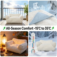 Canapé-lit pour animaux de compagnie en peluche sherpa de luxe |   Canapé pour chien moderne en crème avec support de soutien souple pour chiens et chats d'intérieur