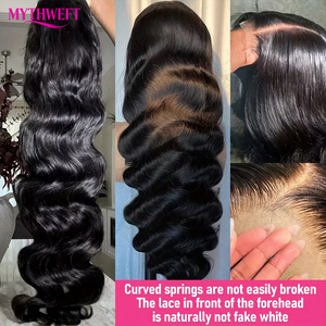 印度宽松深色原发假发波浪纹透明高清全蕾丝前额假发适合黑人女性 - Product Image 5