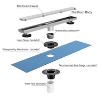 Drain linéaire invisible en acier brossé résistant à la corrosion de 48 pouces SUS304, insert de carrelage, drain de sol dissimulé avec grande sortie