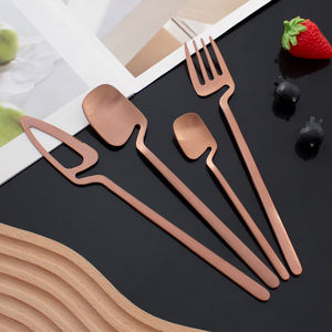 قابلة لإعادة الاستخدام سلطة معدنية خلط القهوة ملعقة وشوكة التحريك الفولاذ المقاوم للصدأ 4 طقم أدوات المائدة كوب معلق - Product Image 3