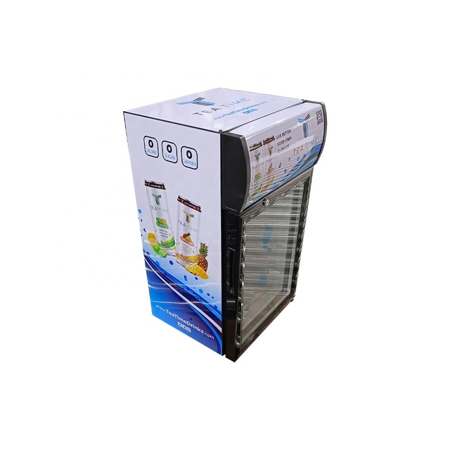 Small Countertop Beverage Refrigerator with Glass Door Cooler Showcase for Convenience Store Use