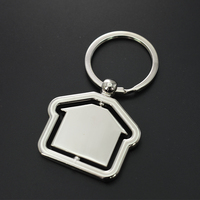 Porte-clés logo gravé souvenir immobilier en forme de maison en métal de mode personnalisée