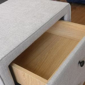 Table <span class=keywords><strong>de</strong></span> chevet en tissu faux, style moderne, avec <span class=keywords><strong>deux</strong></span> tiroirs, 1 pièce - Product Image 6