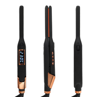 Lisseur de cheveux 2-en-1 avec logo personnalisé, revêtement céramique, version étroite, écran LCD, chauffe rapide en 30 secondes, anti-brûlure